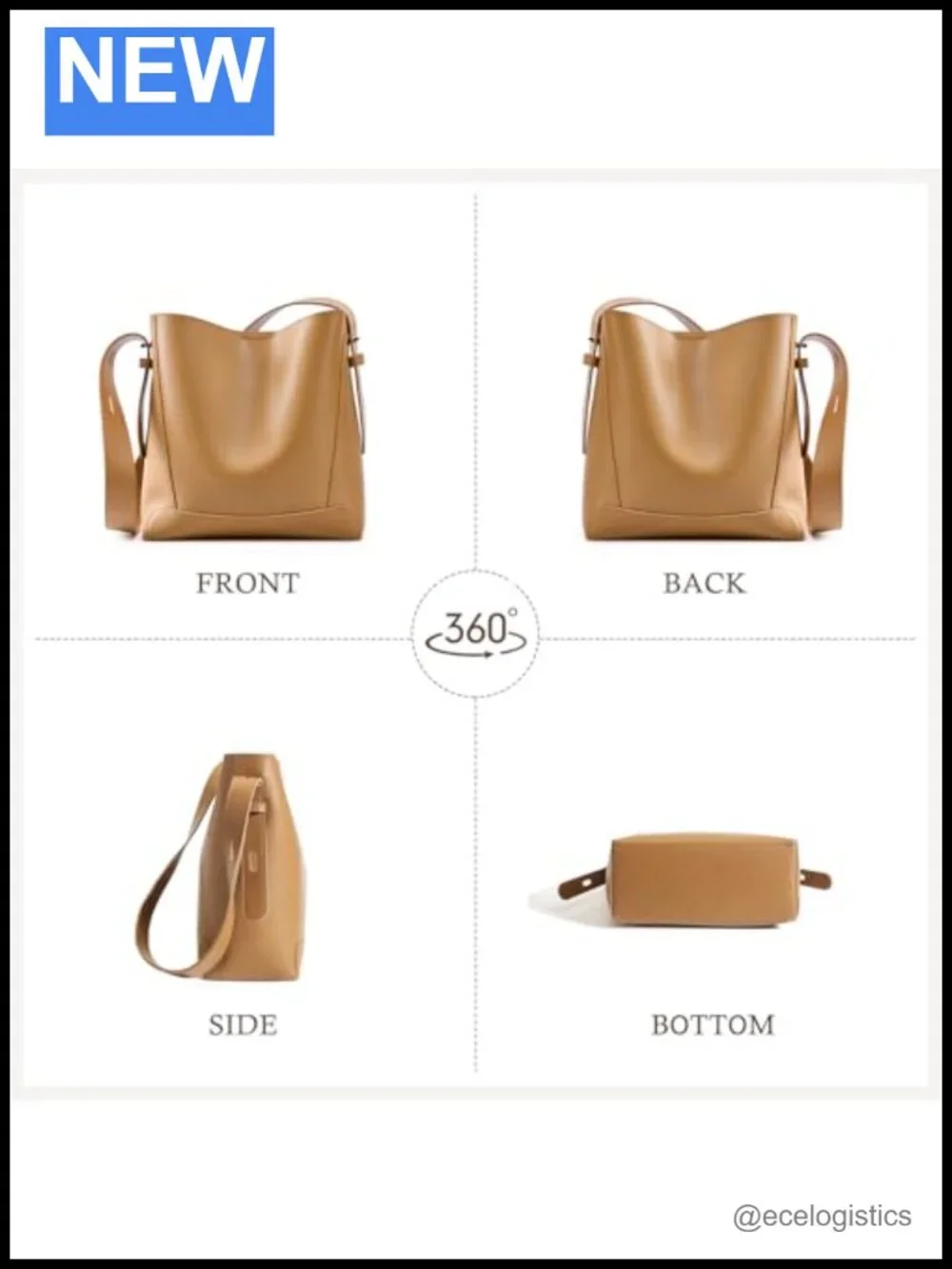 Genuine Leather Tote Bag Women's Slouchy Hobo Crossbody Shoulder Purse Large